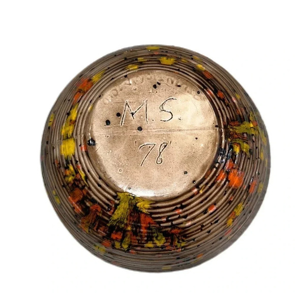 VINTAGE Atlantic Mold Artist Signed Glazed Pottery Planter Vase - Picture 3 of 5